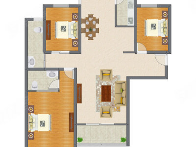 3室2厅 164.00平米