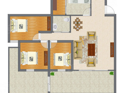 3室1厅 101.44平米