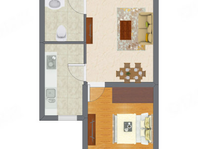 1室2厅 45.64平米