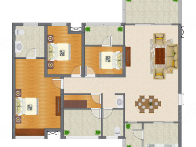 3室2厅 146.92平米户型图