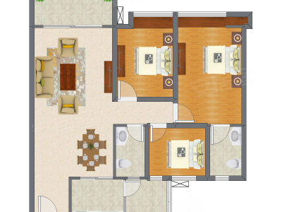 3室2厅 113.96平米户型图