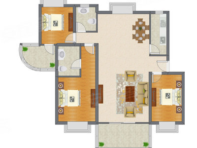 3室2厅 133.22平米户型图