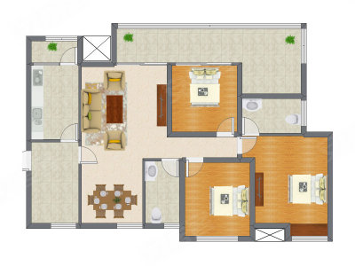 3室2厅 108.01平米户型图