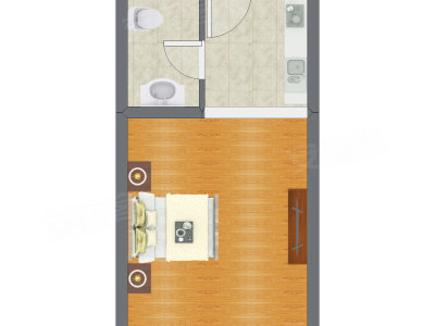 1室0厅 40.67平米户型图