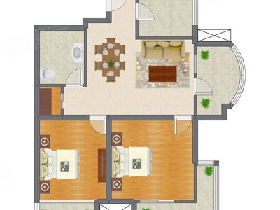 2室2厅 87.00平米