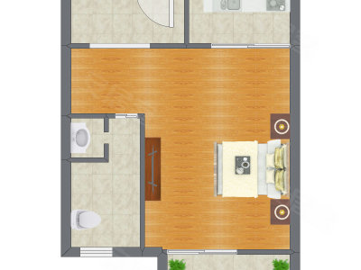 1室0厅 58.55平米户型图