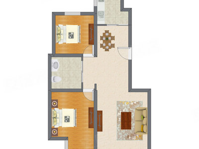 2室2厅 99.24平米户型图