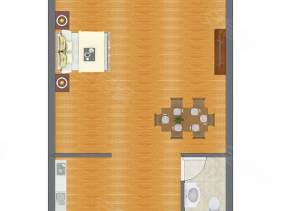 1室1厅 46.91平米户型图
