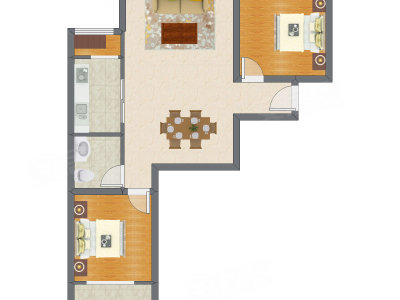 2室2厅 92.53平米户型图