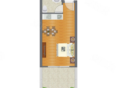 1室0厅 41.06平米户型图