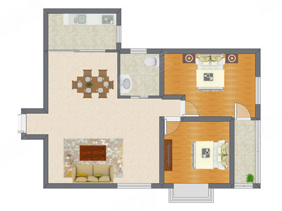 2室2厅 101.65平米户型图