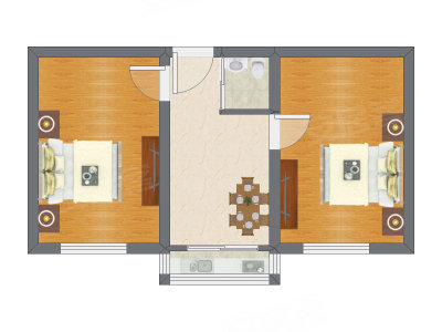 2室1厅 51.00平米户型图