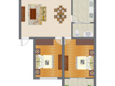 2室1厅 81.00平米