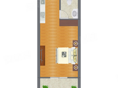 1室0厅 30.66平米户型图
