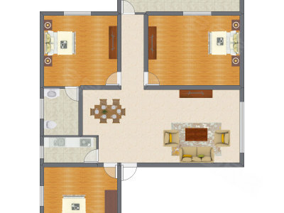 3室2厅 109.00平米