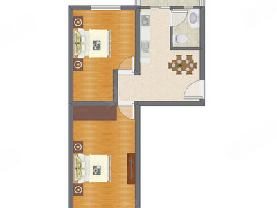 2室1厅 68.76平米