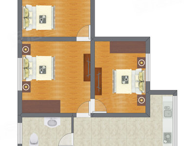 3室1厅 52.70平米