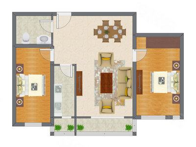 2室2厅 106.28平米户型图