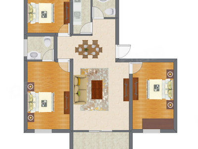 3室2厅 113.41平米户型图