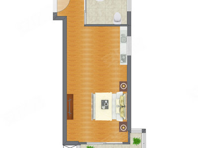1室1厅 55.40平米户型图