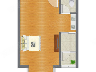 1室0厅 47.60平米户型图