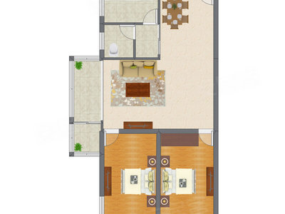 2室2厅 114.12平米户型图