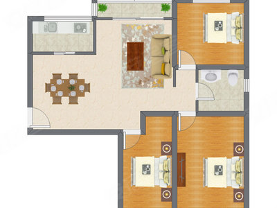 2室2厅 109.64平米户型图