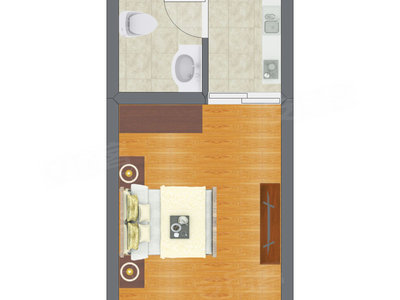 1室1厅 17.85平米户型图