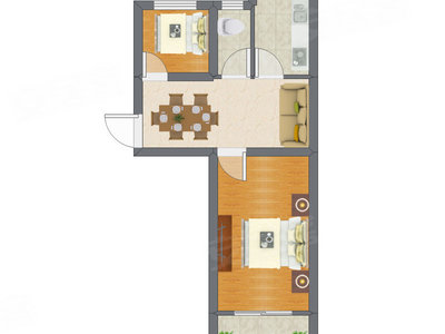 2室2厅 30.84平米户型图