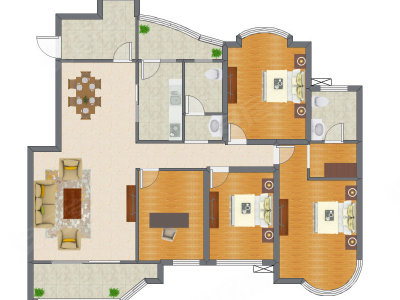4室2厅 148.00平米户型图