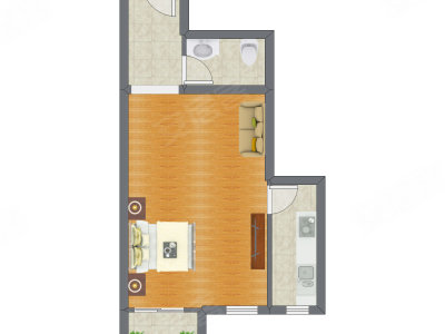1室0厅 53.16平米户型图