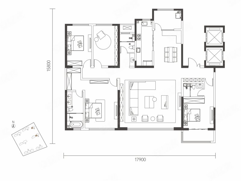曲江二期核心板块,5号线地铁8号线地铁,曲江唐顿庄园二手房,642万,4室
