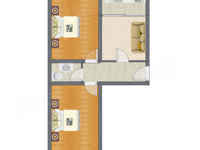 2室1厅 75.71平米户型图