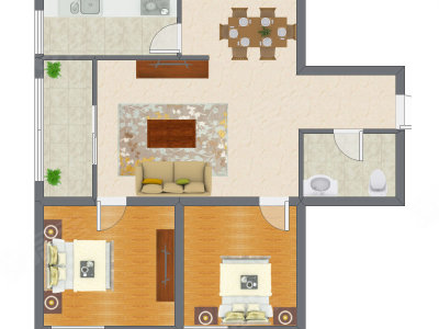 2室2厅 92.14平米户型图