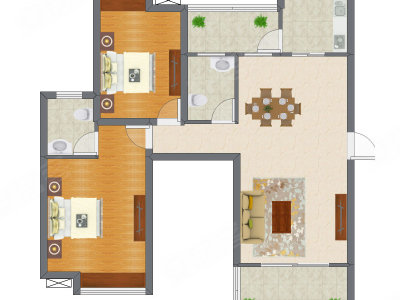 2室2厅 103.32平米户型图