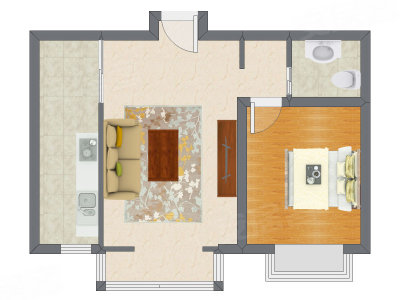 1室1厅 70.61平米户型图
