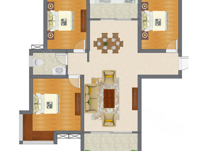 3室2厅 94.44平米户型图