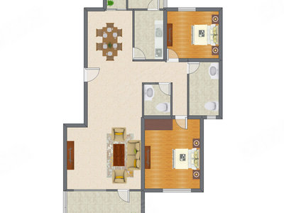 2室1厅 123.04平米户型图