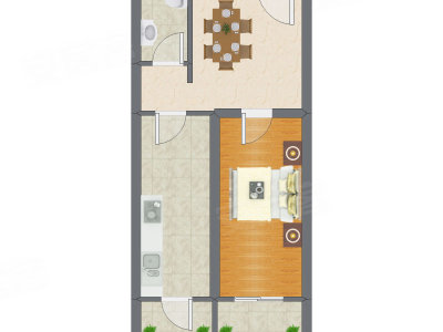 1室1厅 50.30平米户型图