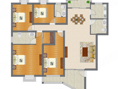 4室2厅 168.57平米