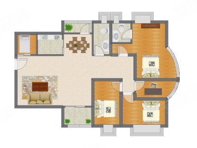 4室2厅 128.00平米户型图