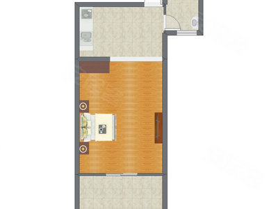1室1厅 53.79平米户型图