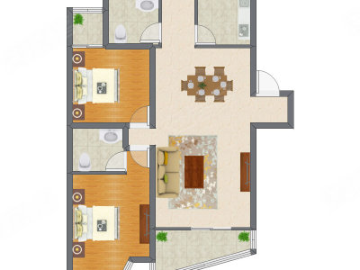 2室2厅 112.13平米户型图