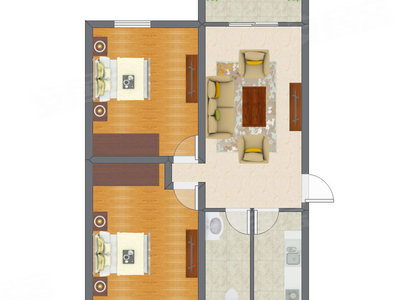 2室1厅 43.99平米