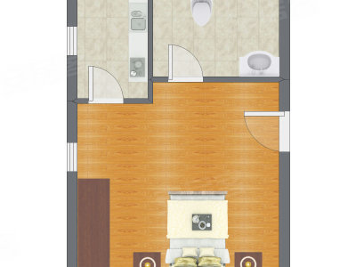 1室0厅 29.25平米户型图