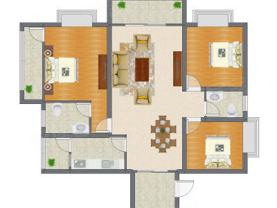 3室2厅 96.22平米