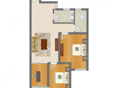 3室1厅 89.49平米户型图