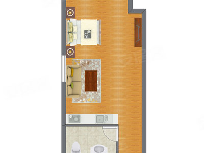 1室0厅 48.75平米户型图