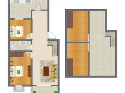 2室1厅 80.41平米户型图