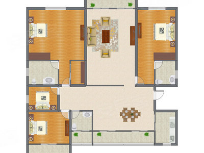 4室2厅 197.37平米户型图